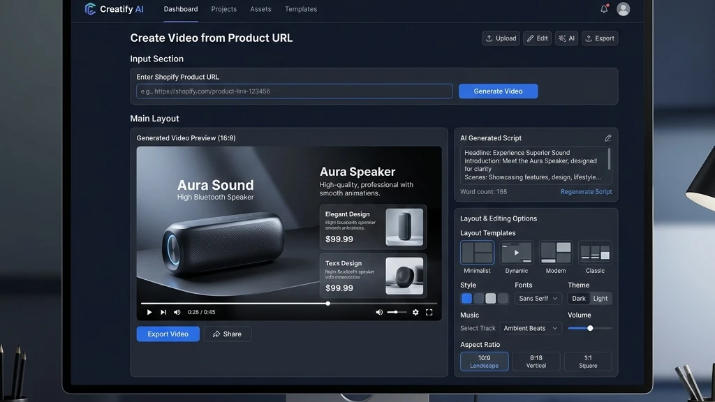 creatify ai review user interface dashboard for generating video ads