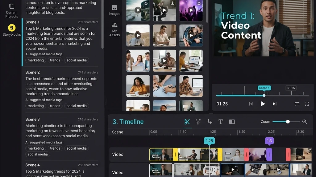 Pictory review video editing and repurposing software workspace