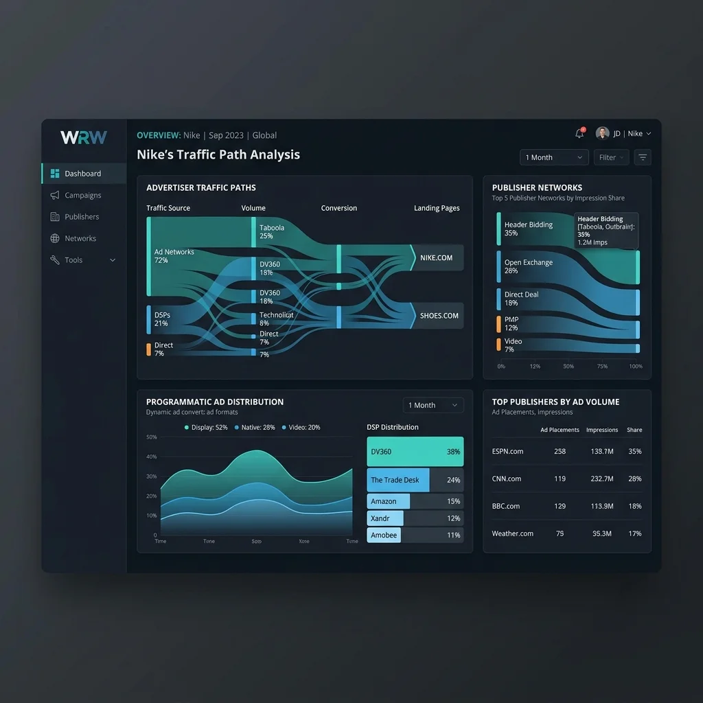WhatRunsWhere dashboard of the native ads spy tool